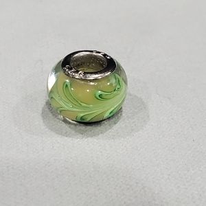Sterling silver green glass bead
